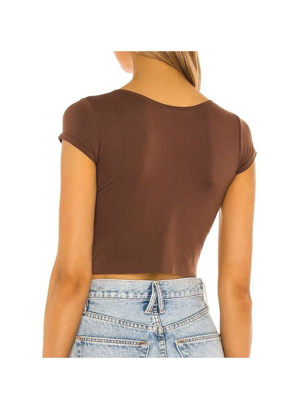 Free People Sheer Cap Sleeve Cappuccino Women's Top Size M SKU#C24101
